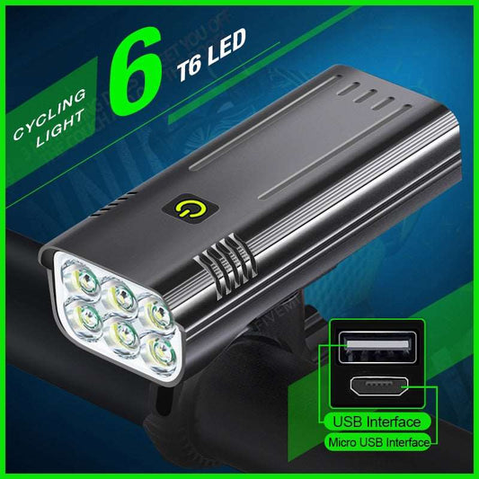 10000mAh Bicycle Light 6T6 LED Bike Light USB Rechargeable bike Flashlight Bicycle Front Light as Power Bank Bike Accessories - TIKIJTRONICS # 0