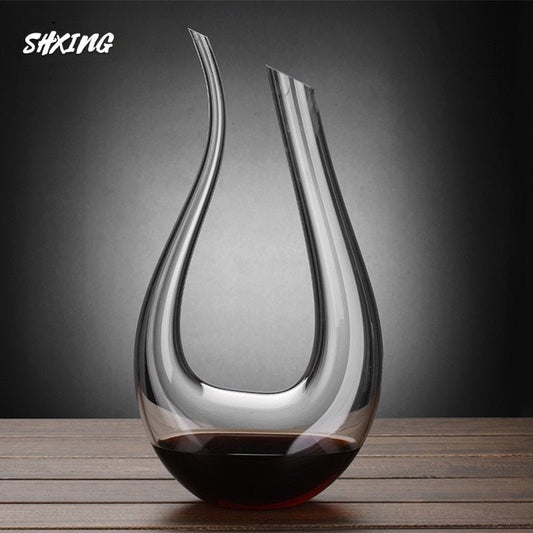 1000ML High Grade Crystal U-shaped Wine Decanter Gift Box Harp Swan Decanter Creative Wine Separator Wine Set R - TIKIJTRONICS # 0