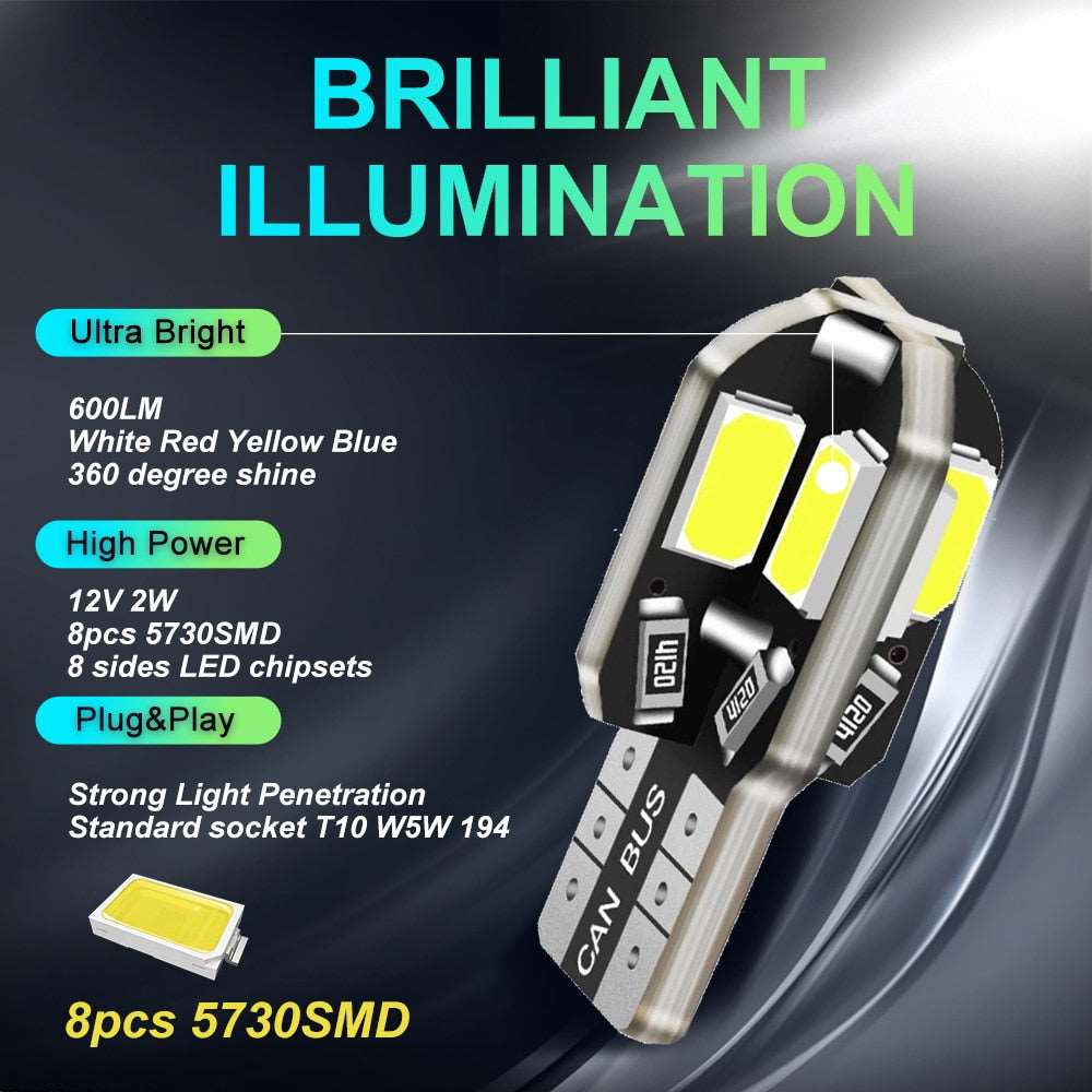 10/20PCS W5W T10 LED Bulbs Canbus 5730 8SMD 4014 26smd 12V 6000K 194 168 LED Car Map Dome Lights Parking Light Auto Signal Lamp - TIKIJTRONICS10/20PCS W5W T10 LED Bulbs Canbus 5730 8SMD 4014 26smd 12V 6000K 194 168 LED Car Map Dome Lights Parking Light Auto Signal Lamp136:29#10PCS;180:201441189#Amber Yellow