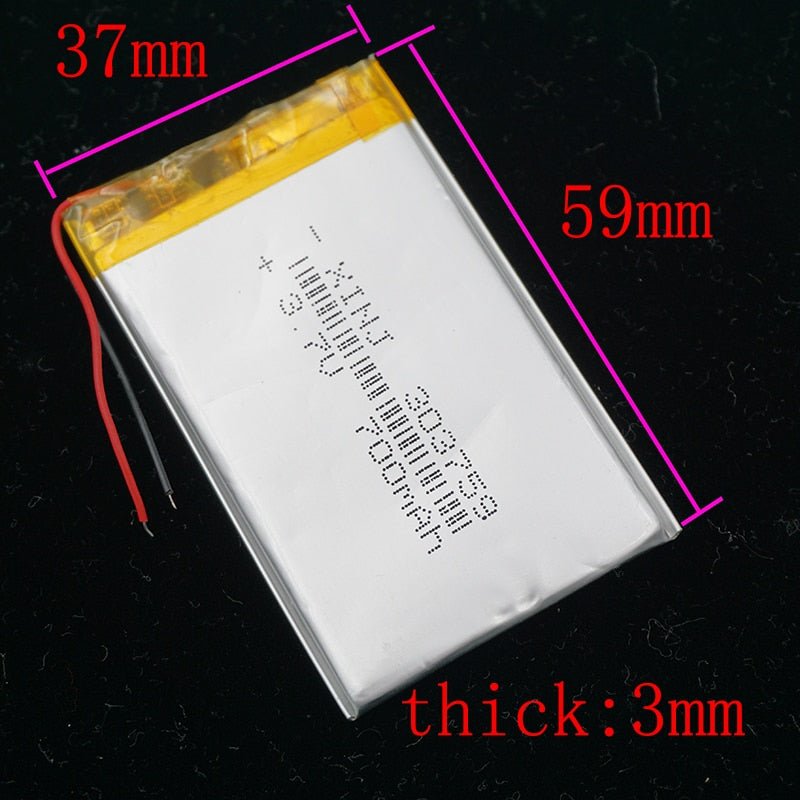 10pcs 3.7V 700 mAh 303759 Polymer Li Lithium Lipo Battery 303759 For Music Player Phone Camera Record Bluetooth Earphone Speaker - TIKIJTRONICS 0 SPECIFICATIONSType: Li-polymerSize: 3mm*37mm*59mmSet Type: Batteries OnlyReplacement Battery: YesOrigin: Mainland ChinaNominal Capacity: 700mAhModel Number: PL 303759Certification: CEBundle: Bundle 1Brand Name: XINJBattery Number: 10pcs TIKIJTRONICS  (Store description)