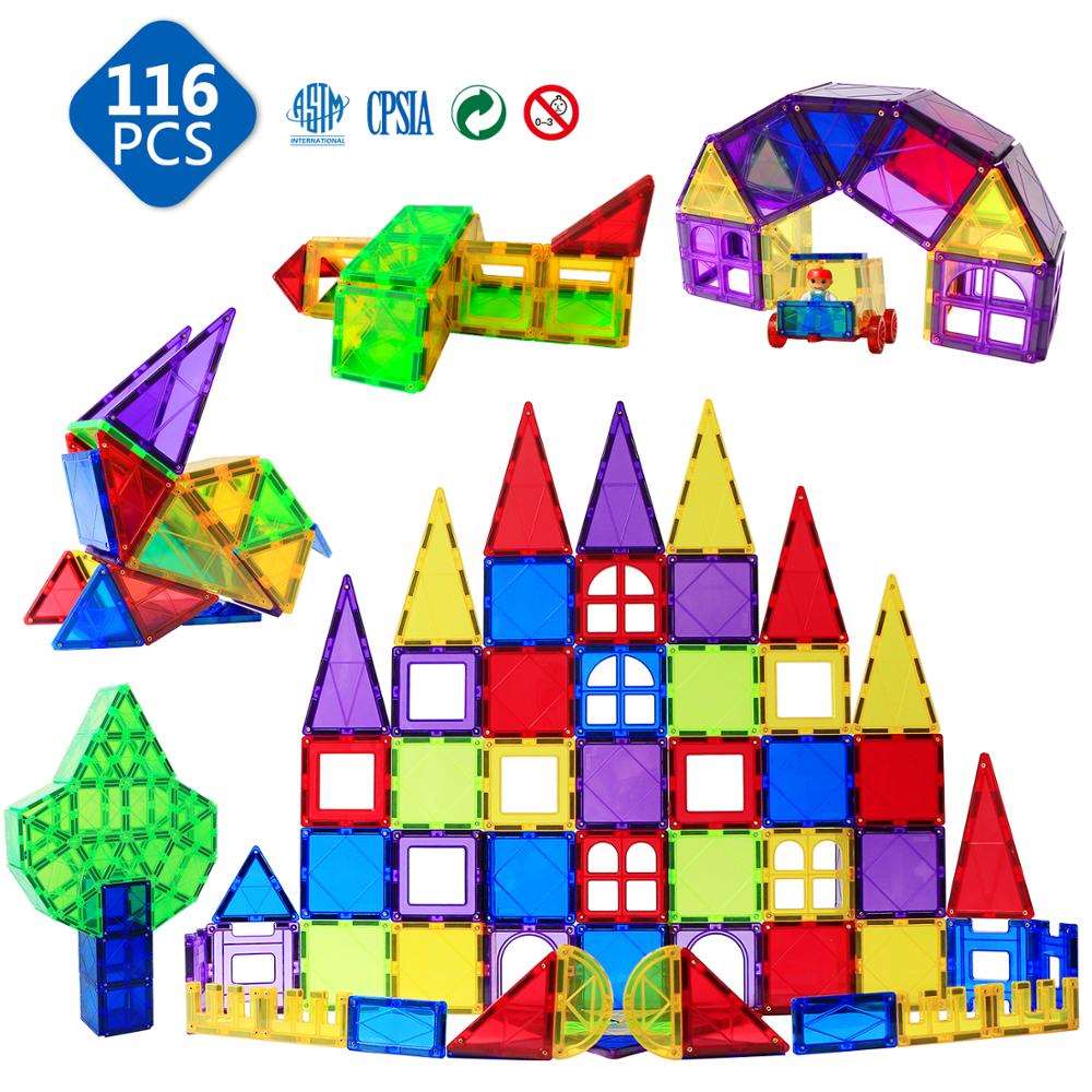 116Pcs Big Size Magnetic Building Blocks Set Constructor Games Magnet Designer Magnetic Tiles Educational Toys for Children Gift - TIKIJTRONICS 0 SPECIFICATIONSTotal Pieces: 116Recommend Age: 4-6y,7-12y,12+yPieces: 116Origin: Mainland ChinaOccasion: Home,Preschool,KindergartenMaterial: PlasticMaterial: ABS Plastic,MagnetColor: MulticolorCertification: CEBrand Name: RombossBrand: RombossAge: Above 3 Years Old TIKIJTRONICS  (Store description)