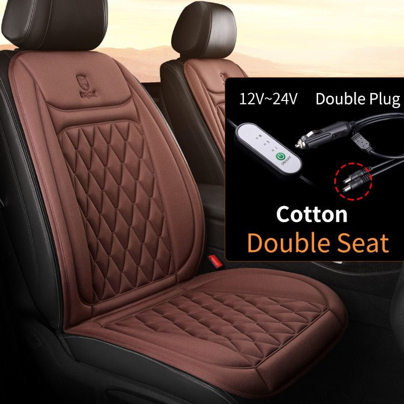 12 - 24v Heated Car Seat Cover 30' Fast Car Seat Heater Cloth/Flannel Heated Car Seat Protector 25W Seat Heating Cover Car Seat - TIKIJTRONICS12 - 24v Heated Car Seat Cover 30' Fast Car Seat Heater Cloth/Flannel Heated Car Seat Protector 25W Seat Heating Cover Car Seat200000182:200070701#2PCS Brown Cloth