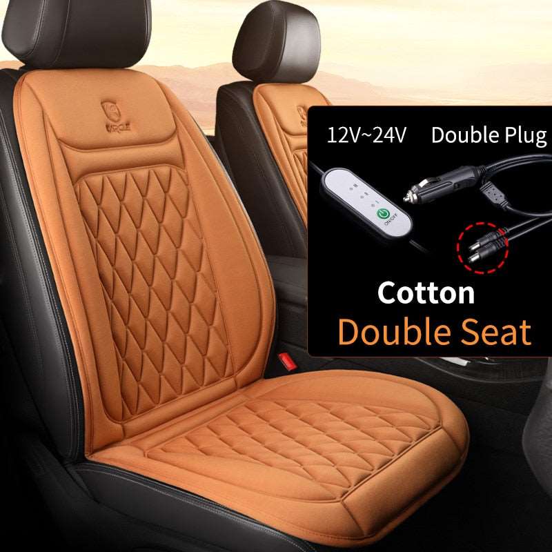 12 - 24v Heated Car Seat Cover 30' Fast Car Seat Heater Cloth/Flannel Heated Car Seat Protector 25W Seat Heating Cover Car Seat - TIKIJTRONICS12 - 24v Heated Car Seat Cover 30' Fast Car Seat Heater Cloth/Flannel Heated Car Seat Protector 25W Seat Heating Cover Car Seat200000182:200971939#2PCS Orange Cloth