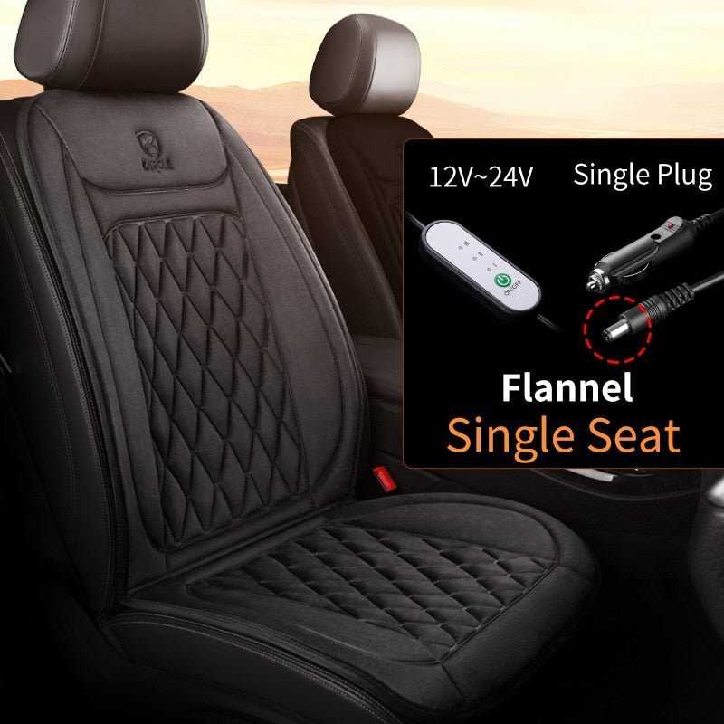 12 - 24v Heated Car Seat Cover 30' Fast Car Seat Heater Cloth/Flannel Heated Car Seat Protector 25W Seat Heating Cover Car Seat - TIKIJTRONICS12 - 24v Heated Car Seat Cover 30' Fast Car Seat Heater Cloth/Flannel Heated Car Seat Protector 25W Seat Heating Cover Car Seat200000182:771#1PCS Black Flannel