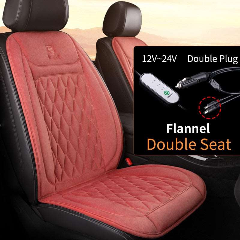 12 - 24v Heated Car Seat Cover 30' Fast Car Seat Heater Cloth/Flannel Heated Car Seat Protector 25W Seat Heating Cover Car Seat - TIKIJTRONICS12 - 24v Heated Car Seat Cover 30' Fast Car Seat Heater Cloth/Flannel Heated Car Seat Protector 25W Seat Heating Cover Car Seat200000182:4812#2PCS Coral Flannel