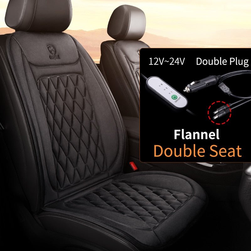 12 - 24v Heated Car Seat Cover 30' Fast Car Seat Heater Cloth/Flannel Heated Car Seat Protector 25W Seat Heating Cover Car Seat - TIKIJTRONICS12 - 24v Heated Car Seat Cover 30' Fast Car Seat Heater Cloth/Flannel Heated Car Seat Protector 25W Seat Heating Cover Car Seat200000182:200000914#2PCS Black Flannel