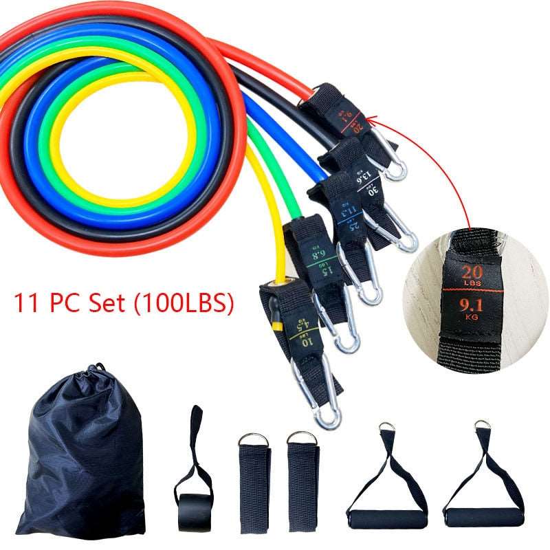 17pcs Resistance Bands Set Fitness Body Building Elastic Sports Band Training Expander Pull Rope Gym Fitness Equipment - TIKIJTRONICS # 0