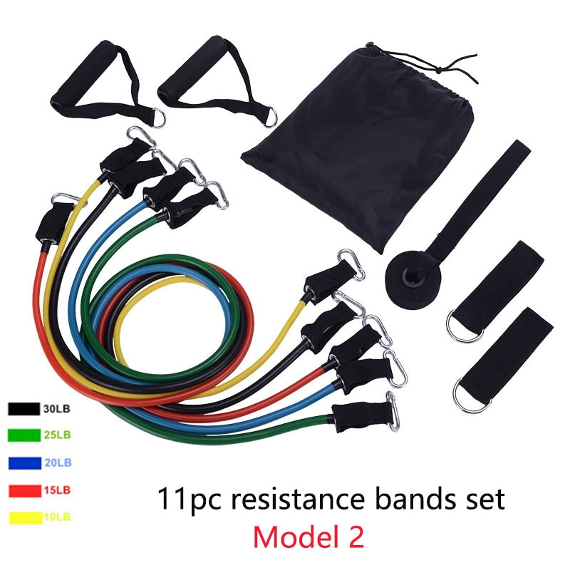 17pcs Resistance Bands Set Fitness Body Building Elastic Sports Band Training Expander Pull Rope Gym Fitness Equipment - TIKIJTRONICS # 0