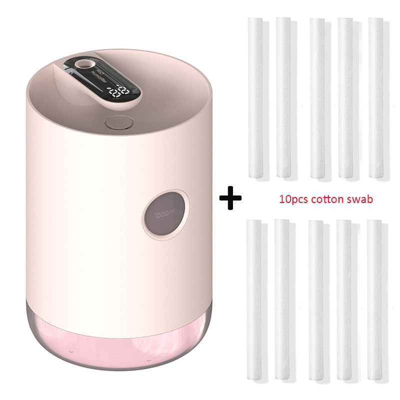 1L Air Humidifier USB Ultrasonic Cool Mist Maker Aroma Difusor 3000mAh Battery Aromatherapy Humidificador Essential Oil Diffuser - TIKIJTRONICS # 0