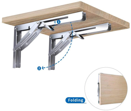 2 Pieces Folding Heavy Duty Shelf-Bracket Bench Table Folding Shelf or Bracket, Max. Load 550lbs - TIKIJTRONICS 0 SPECIFICATIONSType: OtherSize: 12