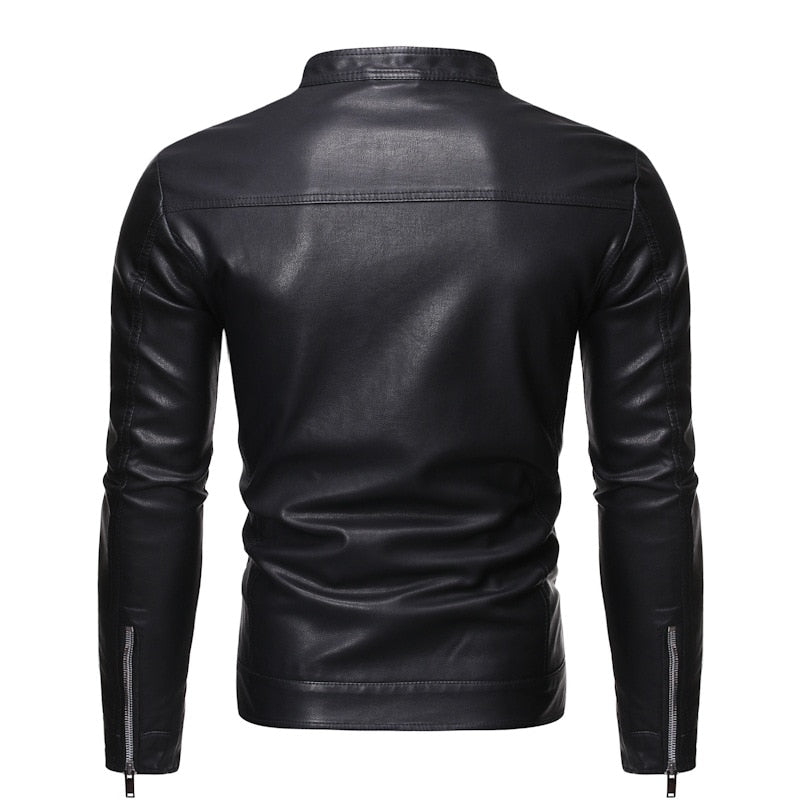 2020 Men Faux Leather Jacket Motorcycle 5XL Men's  Jackets Black  Jaqueta de Couro Masculina Outwear Male PU Leather Coats Mens TIKIJTRONICS