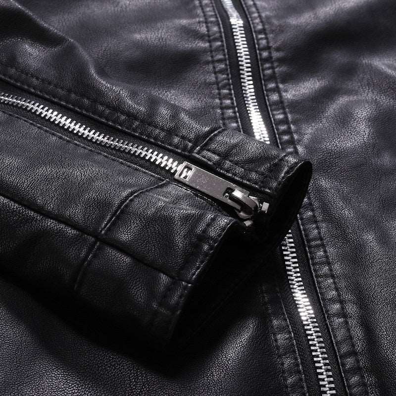 2020 Men Faux Leather Jacket Motorcycle 5XL Men's  Jackets Black  Jaqueta de Couro Masculina Outwear Male PU Leather Coats Mens TIKIJTRONICS