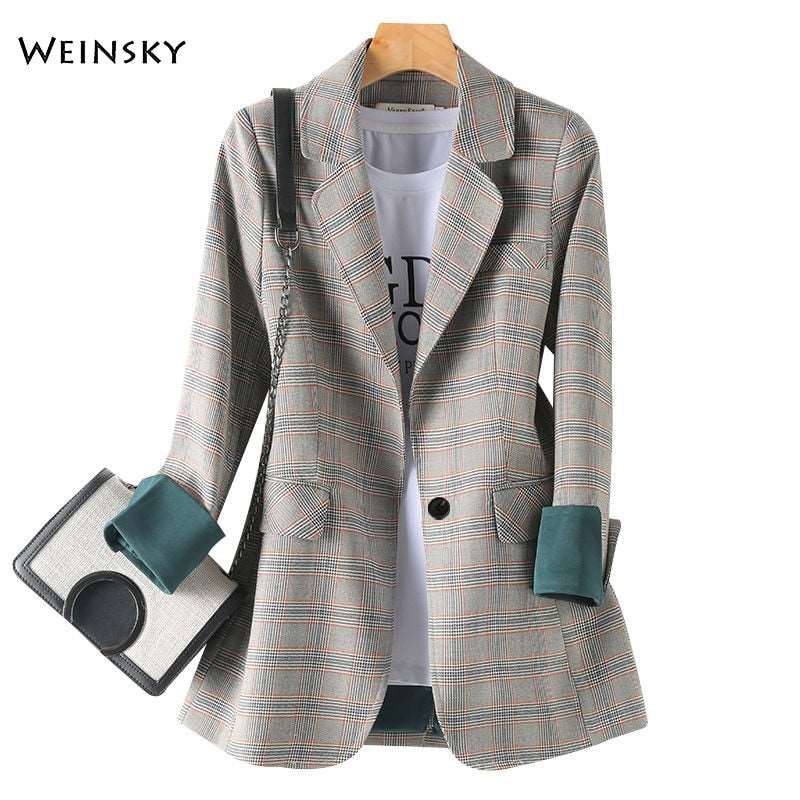 2020 New Fashion Business Interview Plaid Suits Women Work Office Ladies Long Sleeve Spring Casual Blazer - TIKIJTRONICS 0 SPECIFICATIONSStyle: CasualSleeve Length(cm): FullPattern Type: PlaidModel Number: 12251525Material: Cotton,Polyester,SpandexItem Type: BlazersHooded: NoGender: WOMENDecoration: PocketsCollar: V-NeckClothing Length: RegularClosure Type: Single Button TIKIJTRONICS  (Store description)