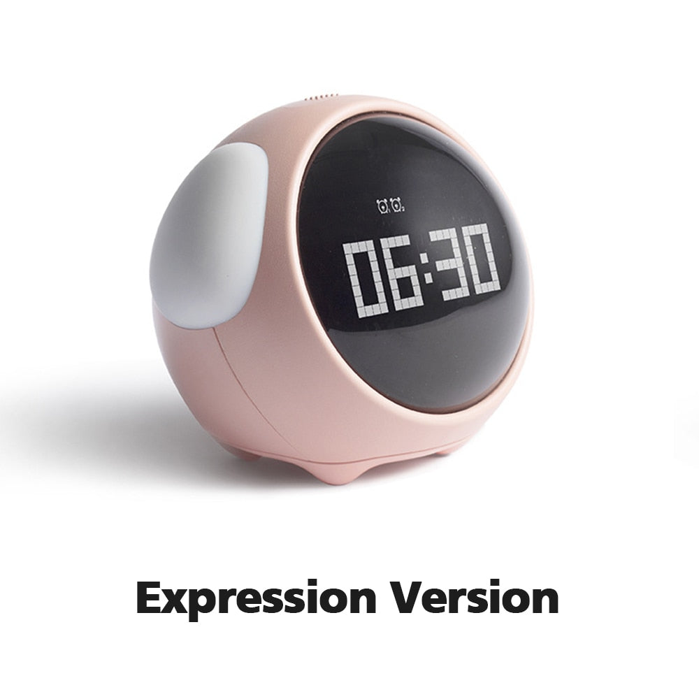 2021 New Cute Expression Alarm Clock Child Multifunctional Bedside Voice Control Night Light Snooze Chargeable Child Alarm Clock - TIKIJTRONICS # 0