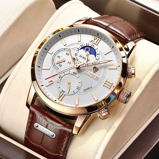 2021 New Mens Watches LIGE Top Brand Leather Chronograph Waterproof Sport Automatic Date Quartz Watch For Men Relogio Masculino - TIKIJTRONICS # 0