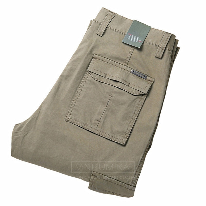 2022 Men's Summer Multi-pocket Overalls Pants Man Spring Autumn Casual Brand Army Green Cotton Loose Cargo Pant Long Trousers TIKIJTRONICS