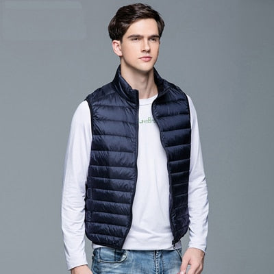 2022 New Men's Winter Coat 90% White Duck Down Puffer Vest Portable Ultra Light Sleeveless Jacket Portable Waistcoat for Men TIKIJTRONICS