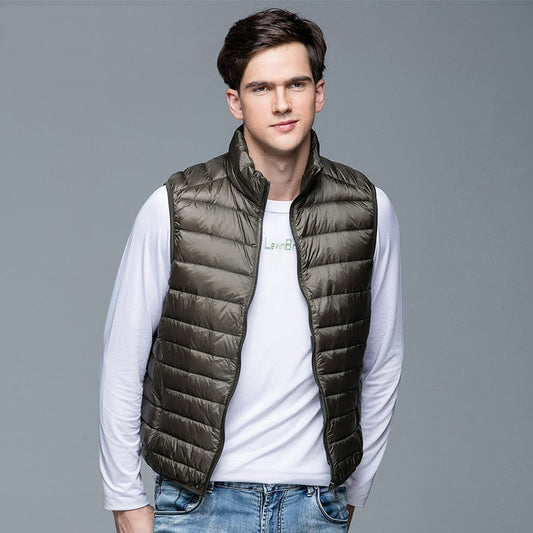 2022 New Men's Winter Coat 90% White Duck Down Puffer Vest Portable Ultra Light Sleeveless Jacket Portable Waistcoat for Men TIKIJTRONICS