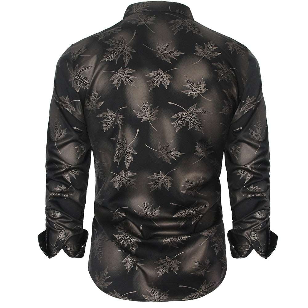 2022 New Social Long Sleeve Maple Leaf Designer Shirts Men Slim Fit Vintage Fashions Men's Shirt Man Dress Jersey Clothing 36565 TIKIJTRONICS