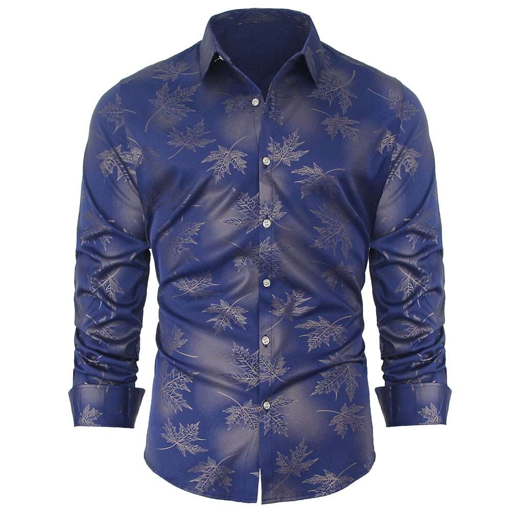 2022 New Social Long Sleeve Maple Leaf Designer Shirts Men Slim Fit Vintage Fashions Men's Shirt Man Dress Jersey Clothing 36565 TIKIJTRONICS