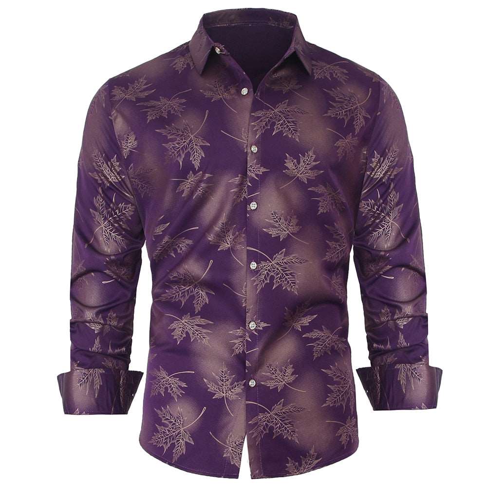 2022 New Social Long Sleeve Maple Leaf Designer Shirts Men Slim Fit Vintage Fashions Men's Shirt Man Dress Jersey Clothing 36565 TIKIJTRONICS