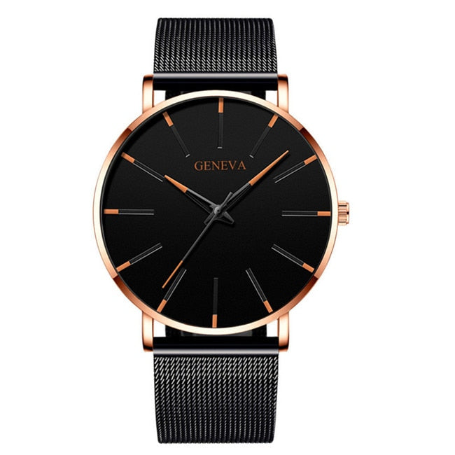 2023 Minimalist Men's Fashion Ultra Thin Watches Simple Men Business Stainless Steel Mesh Belt Quartz Watch relogio masculino TIKIJTRONICS