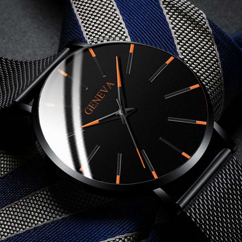 2023 Minimalist Men's Fashion Ultra Thin Watches Simple Men Business Stainless Steel Mesh Belt Quartz Watch relogio masculino TIKIJTRONICS