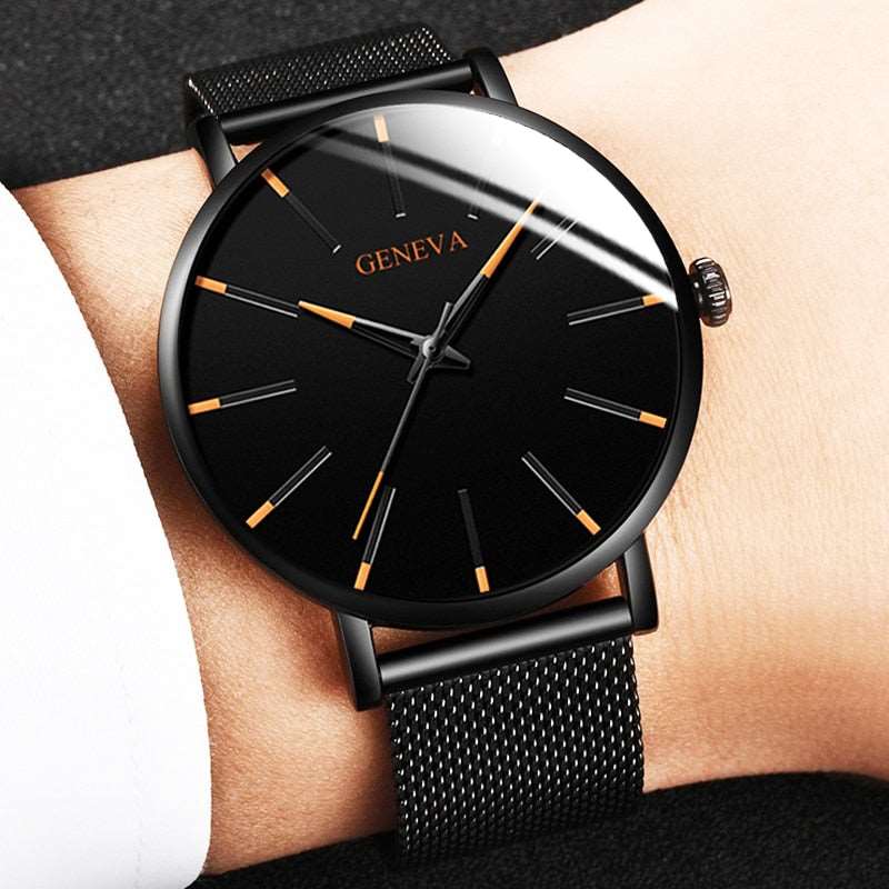 2023 Minimalist Men's Fashion Ultra Thin Watches Simple Men Business Stainless Steel Mesh Belt Quartz Watch relogio masculino TIKIJTRONICS