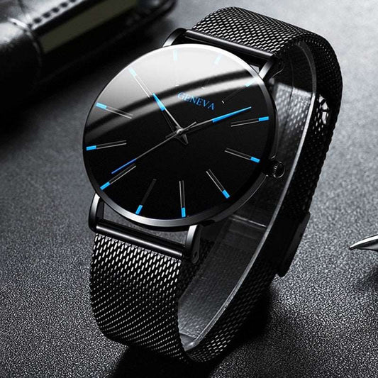 2023 Minimalist Men's Fashion Ultra Thin Watches Simple Men Business Stainless Steel Mesh Belt Quartz Watch relogio masculino TIKIJTRONICS