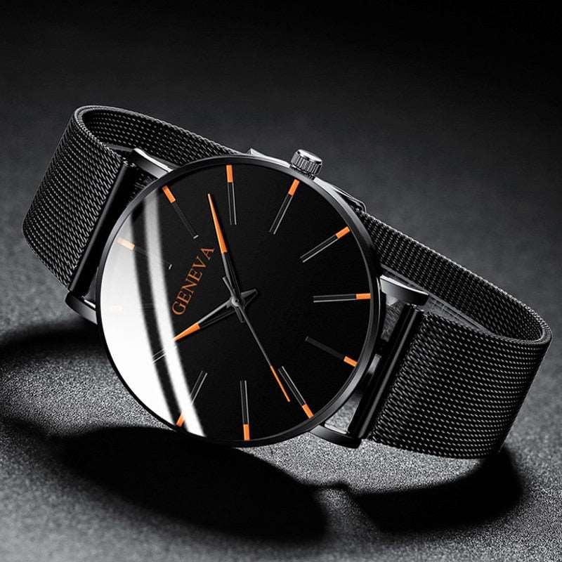 2023 Minimalist Men's Fashion Ultra Thin Watches Simple Men Business Stainless Steel Mesh Belt Quartz Watch relogio masculino TIKIJTRONICS