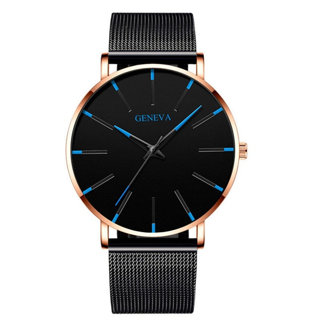 2023 Minimalist Men's Fashion Ultra Thin Watches Simple Men Business Stainless Steel Mesh Belt Quartz Watch relogio masculino TIKIJTRONICS