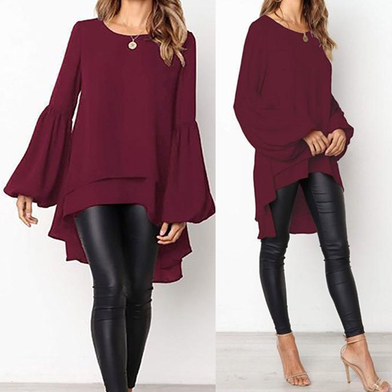 2023 ZANZEA Fashion Puff Sleeve Tops Women's Asymmetrical Blouse Elegant Casual Layered Blusas Female Blusas  Tunic TIKIJTRONICS