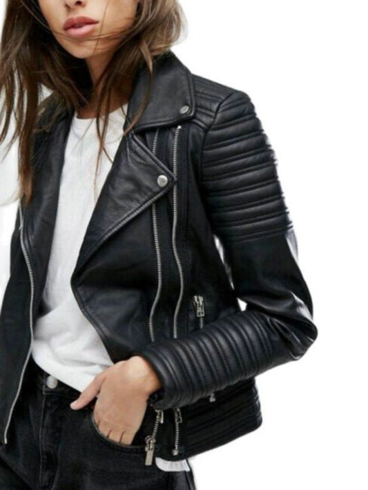 2023 New Fashion Women Autumn Winter Motorcycle Faux Leather Jackets Lady Long Sleeve Biker White PU Punk Streetwear Black Coats - TIKIJTRONICS # 0