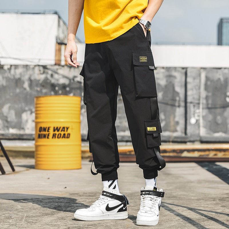 2023 New Hip Hop Joggers Cargo Pants Men Harem Pants Multi-Pocket Ribbons Man Sweatpants Streetwear Casual Mens Pants S-5XL - TIKIJTRONICS # 0