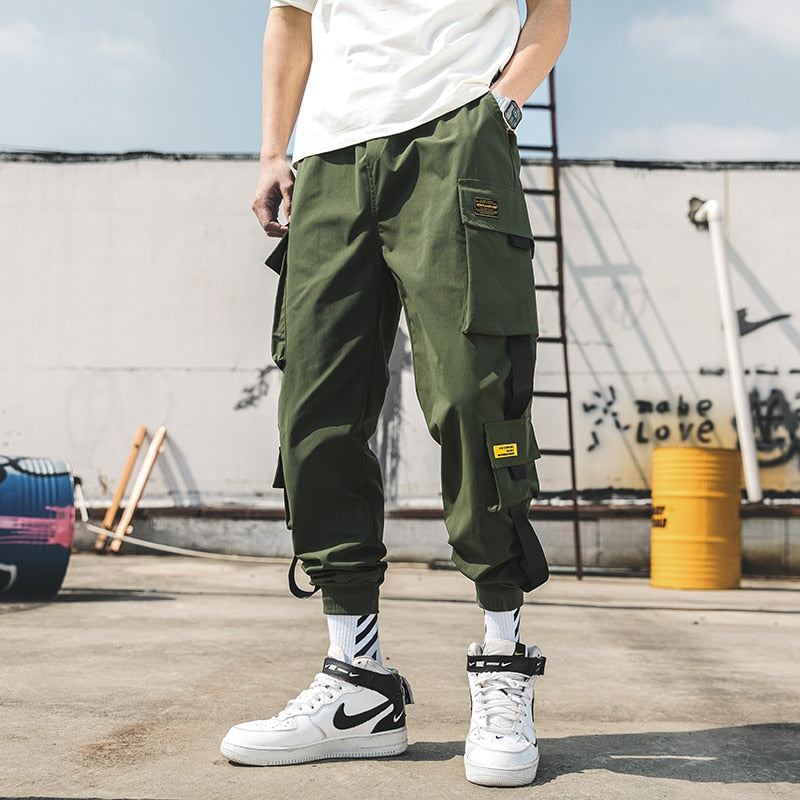 2023 New Hip Hop Joggers Cargo Pants Men Harem Pants Multi-Pocket Ribbons Man Sweatpants Streetwear Casual Mens Pants S-5XL - TIKIJTRONICS # 0