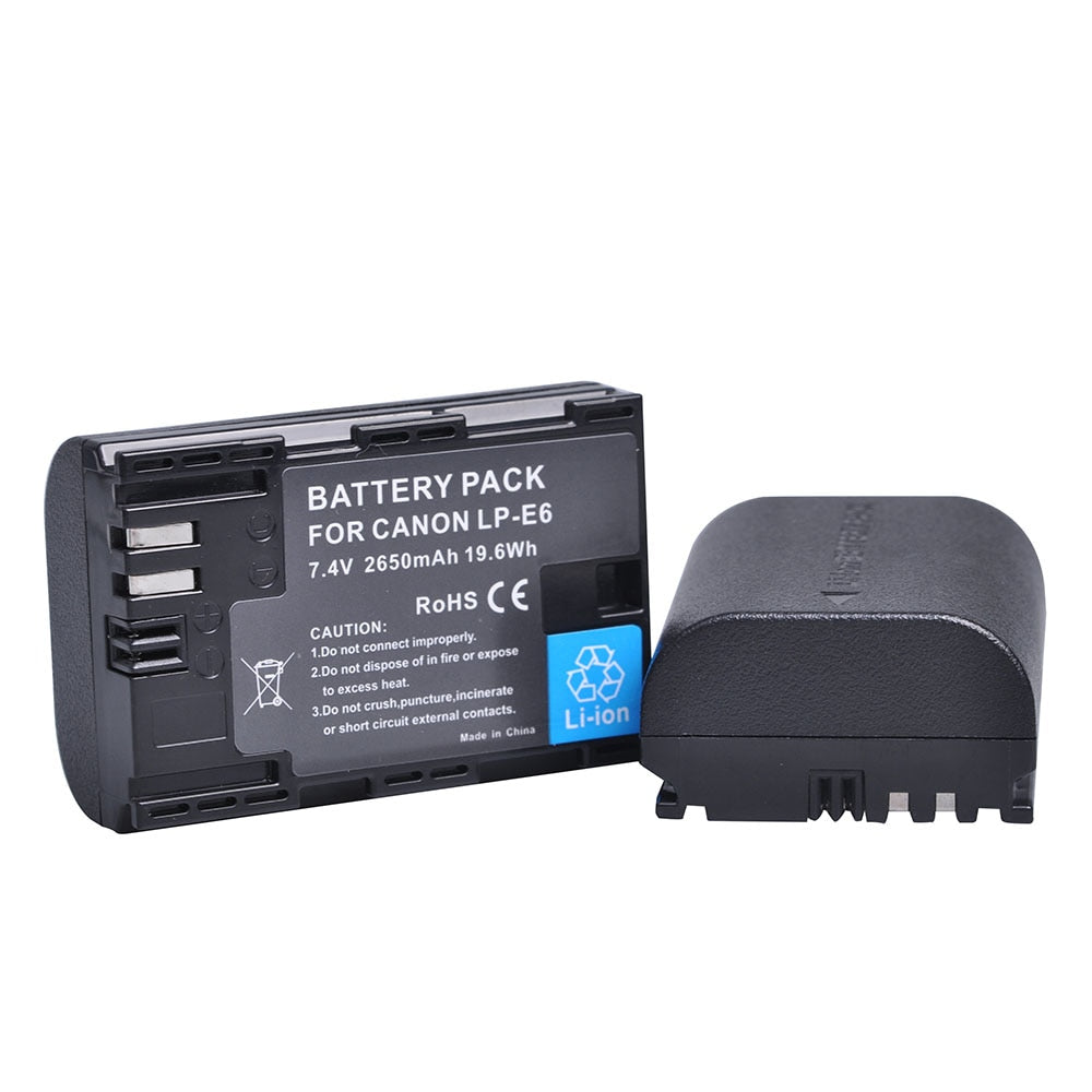 2650mAh LP E6 LPE6 LP-E6 E6N Battery + LED Dual Charger For Canon EOS 5DS R 5D Mark II 5D Mark III 6D 7D 70D 80D Camera - TIKIJTRONICS 0 SPECIFICATIONSVolts: 7.4VUse: CameraType: Standard BatteryRechargeable: YesPackage: YesOrigin: Mainland ChinaModel Number: LP-E6/E6NCertification: CECertification: FCCCapacity: 2650mAhBrand Name: BatmaxBattery Type: Rechargeable Li-ion battery TIKIJTRONICS  (Store description)