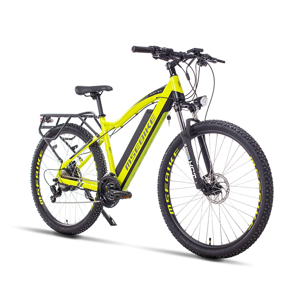 27.5inch XC Electric Mountain Bike Stealth Lithium Battery E-bike  Adult Travel Speed 400w Motor EMTB - TIKIJTRONICS 0 SPECIFICATIONSWheel Size: 27.5Wattage: 351 - 500wVoltage: 48VStyle: Luxury TypeRated Passenger Capacity: One SeatRange per Power: 31 - 60 kmPower Supply: Lithium BatteryOrigin: Mainland ChinaMotor: BrushlessModel Number: MSMax Speed: 30-50km/hFrame Material: Aluminum AlloyFoldable: YesCertification: ceBrand Name: HRTC TIKIJTRONICS  (Store description)