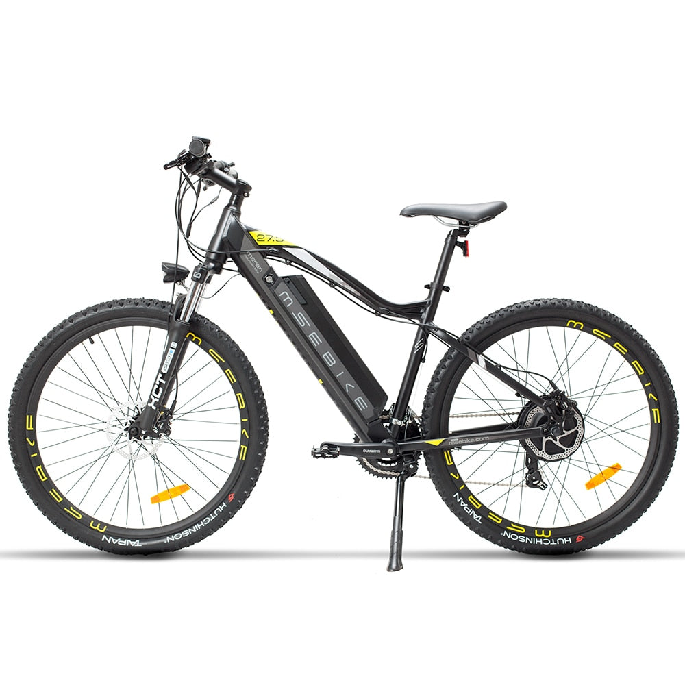 27.5inch XC Electric Mountain Bike Stealth Lithium Battery E-bike  Adult Travel Speed 400w Motor EMTB - TIKIJTRONICS 0 SPECIFICATIONSWheel Size: 27.5Wattage: 351 - 500wVoltage: 48VStyle: Luxury TypeRated Passenger Capacity: One SeatRange per Power: 31 - 60 kmPower Supply: Lithium BatteryOrigin: Mainland ChinaMotor: BrushlessModel Number: MSMax Speed: 30-50km/hFrame Material: Aluminum AlloyFoldable: YesCertification: ceBrand Name: HRTC TIKIJTRONICS  (Store description)