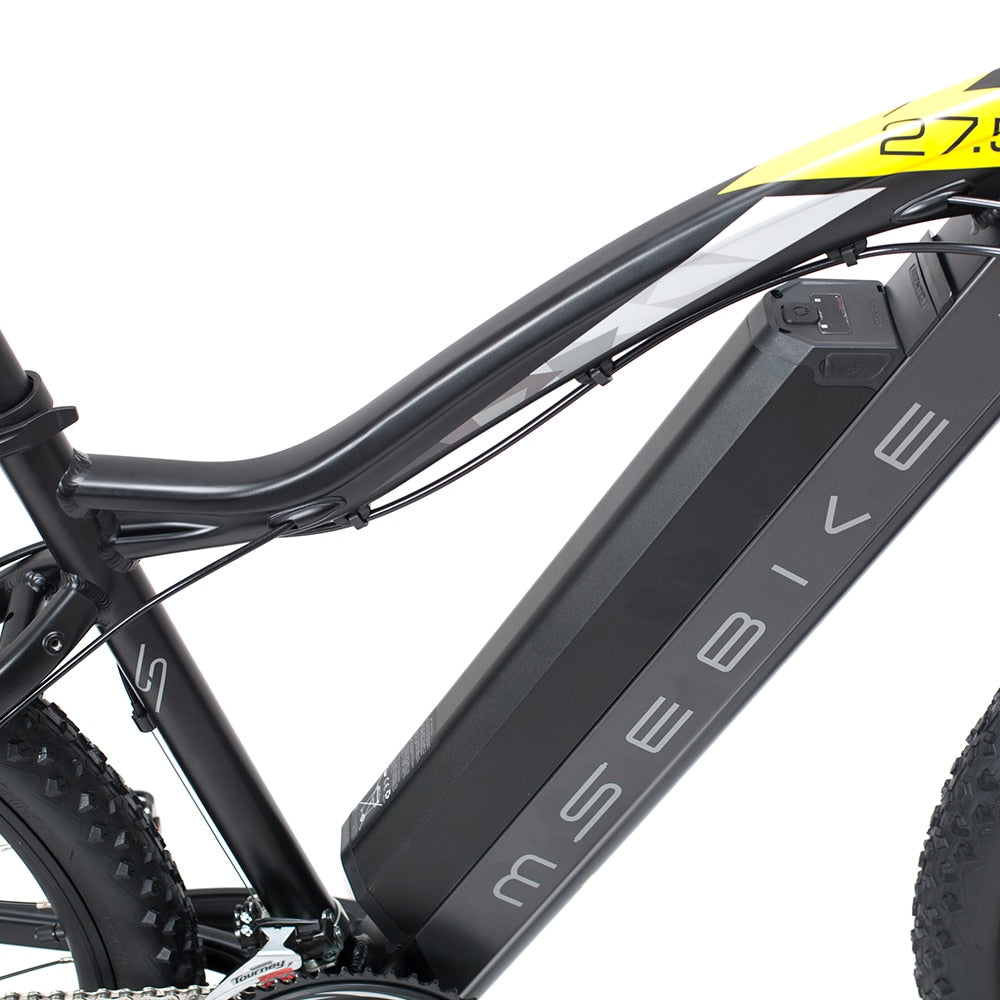 27.5inch XC Electric Mountain Bike Stealth Lithium Battery E-bike  Adult Travel Speed 400w Motor EMTB - TIKIJTRONICS 0 SPECIFICATIONSWheel Size: 27.5Wattage: 351 - 500wVoltage: 48VStyle: Luxury TypeRated Passenger Capacity: One SeatRange per Power: 31 - 60 kmPower Supply: Lithium BatteryOrigin: Mainland ChinaMotor: BrushlessModel Number: MSMax Speed: 30-50km/hFrame Material: Aluminum AlloyFoldable: YesCertification: ceBrand Name: HRTC TIKIJTRONICS  (Store description)