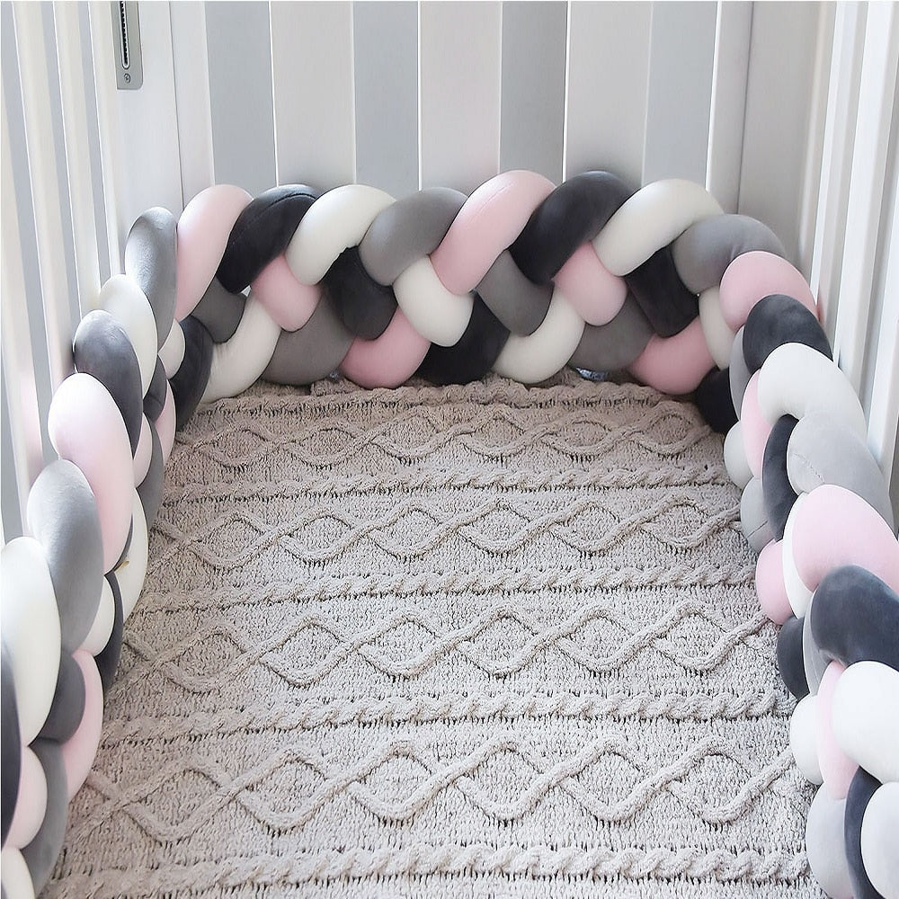 2M/3M Baby Bed Bumper Tour De Lit Bebe Newborn Crib Bumper 4 Braided Knot  Baby Crib Bedding Set Bumper Protector TIKIJTRONICS