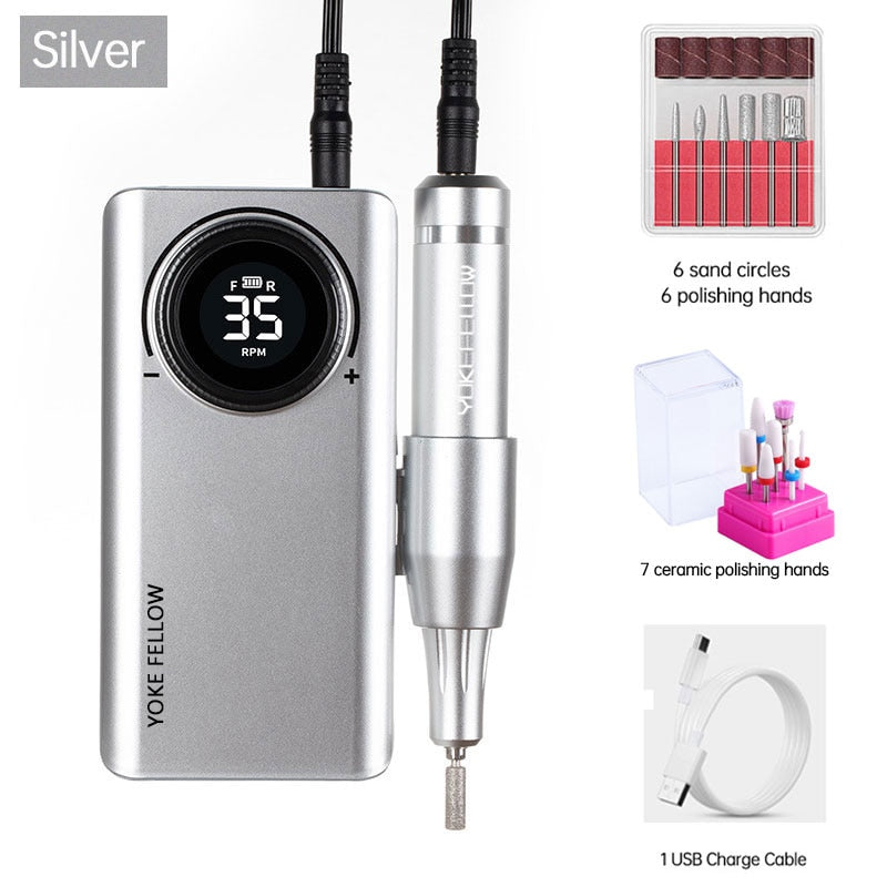 35000 RPM Rechargeable Portable Nail Drill machine Electric Nail File Manicure drill Set profession Nail Tools for Nail Salon - TIKIJTRONICS # 0