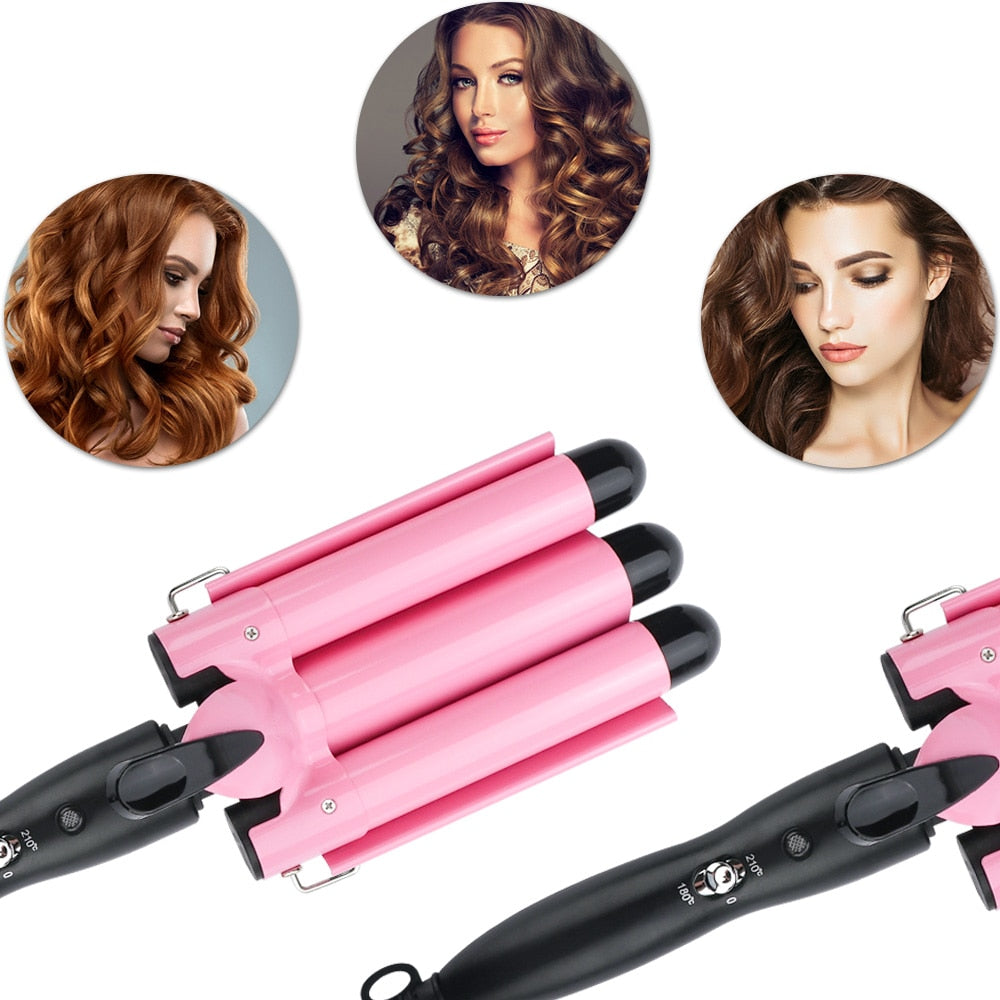 3 Barrels Hair Curling Iron Automatic Perm Splint Ceramic Hair Curler Hair Waver Curlers Rollers Styling Tools Hair Styler Wand - TIKIJTRONICS # 0