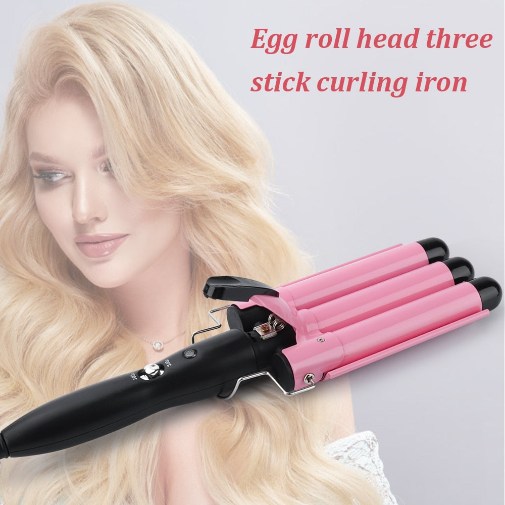 3 Barrels Hair Curling Iron Automatic Perm Splint Ceramic Hair Curler Hair Waver Curlers Rollers Styling Tools Hair Styler Wand - TIKIJTRONICS # 0