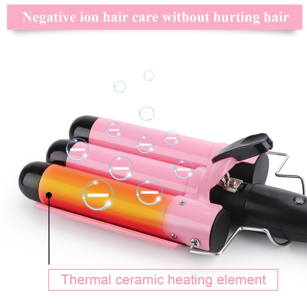 3 Barrels Hair Curling Iron Automatic Perm Splint Ceramic Hair Curler Hair Waver Curlers Rollers Styling Tools Hair Styler Wand - TIKIJTRONICS # 0