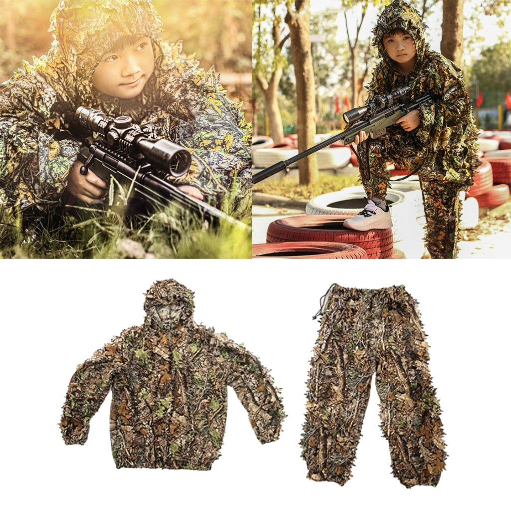 3D Camo Hooded Stretchy Ghillie Suits Clothes Jacket Pants Zipper Design for Hunting Shooting - TIKIJTRONICS 0 SPECIFICATIONSType: Jacket & Pants SetStyle: Ghillie SuitsSize: One SizeQuantity: 1 SetOrigin: Mainland ChinaMaterial: CottonGender: UnisexFit: Fits true to size, take your normal sizeFeatures: 3-D Clothing, HoodCountry/Region of Manufacture: ChinaBundle Description: Jacket Pants Head TIKIJTRONICS  (Store description)