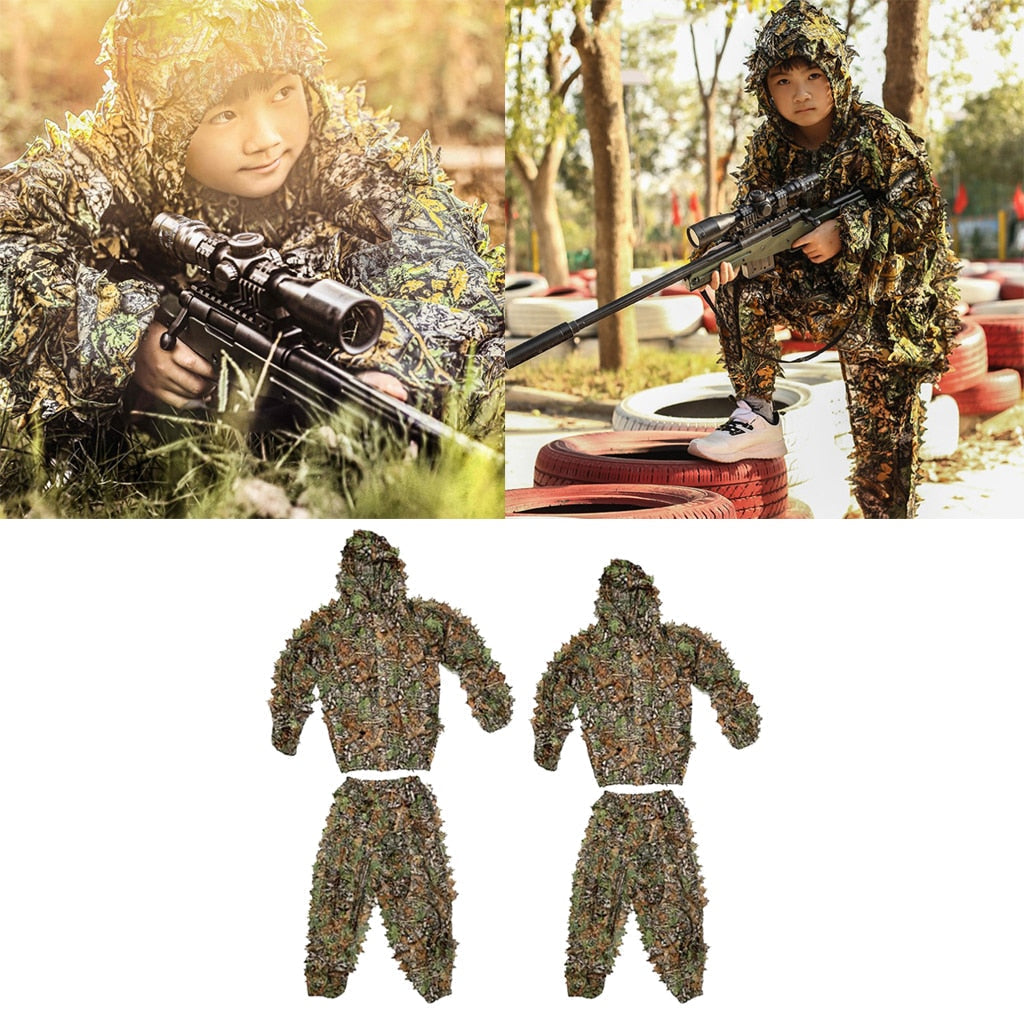 3D Camo Hooded Stretchy Ghillie Suits Clothes Jacket Pants Zipper Design for Hunting Shooting - TIKIJTRONICS 0 SPECIFICATIONSType: Jacket & Pants SetStyle: Ghillie SuitsSize: One SizeQuantity: 1 SetOrigin: Mainland ChinaMaterial: CottonGender: UnisexFit: Fits true to size, take your normal sizeFeatures: 3-D Clothing, HoodCountry/Region of Manufacture: ChinaBundle Description: Jacket Pants Head TIKIJTRONICS  (Store description)