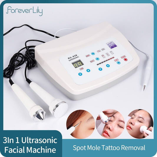 3In 1 RU-638 Ultrasonic Facial Machine Spot Tattoo Removal Anti Aging Ultrasound Facial Body Massage Skin Care Beauty Instrument - TIKIJTRONICS # 0