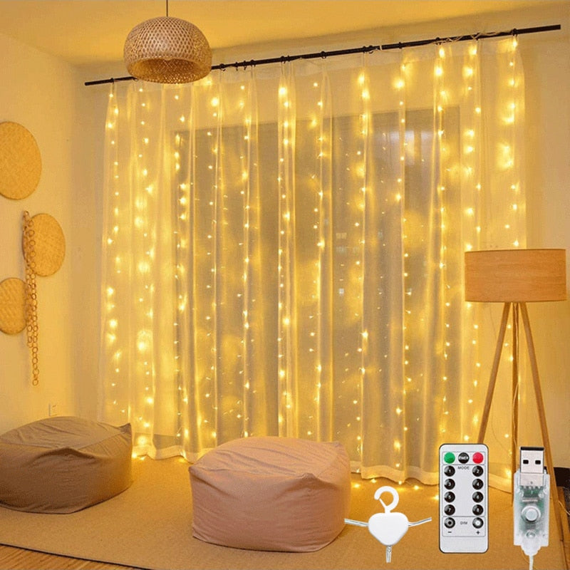 3m 100/200/300LED Curtain String Light Garland Wedding Party Decorations Table Bachelorette Birthday Ramadan Easter Home Festoon TIKIJTRONICS