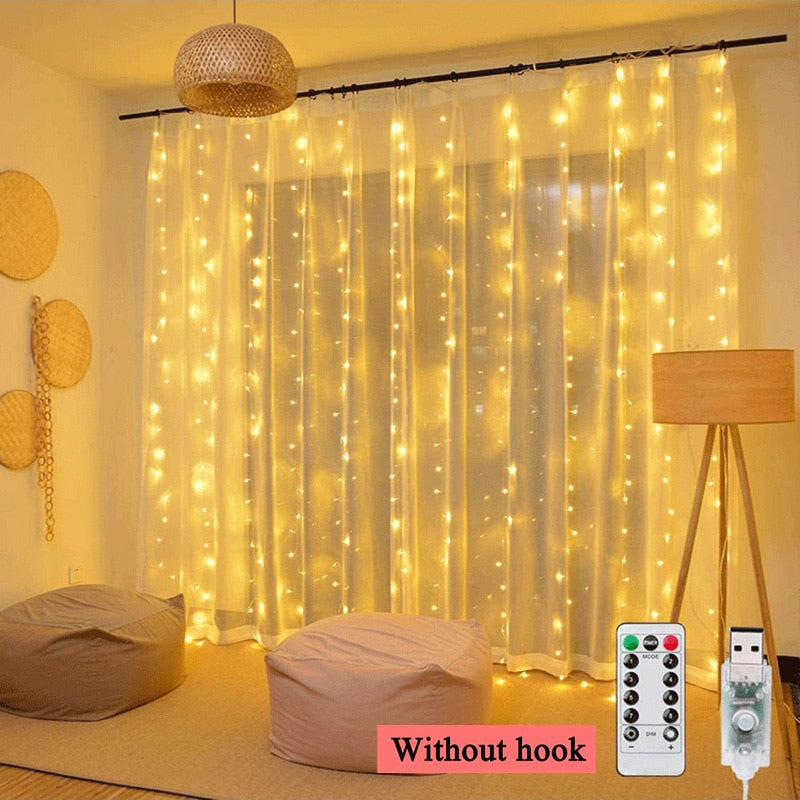 3m 100/200/300LED Curtain String Light Garland Wedding Party Decorations Table Bachelorette Birthday Ramadan Easter Home Festoon TIKIJTRONICS