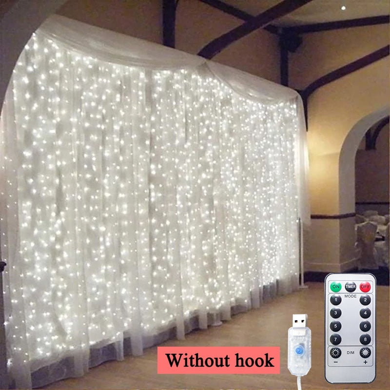 3m 100/200/300LED Curtain String Light Garland Wedding Party Decorations Table Bachelorette Birthday Ramadan Easter Home Festoon TIKIJTRONICS